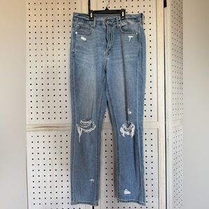 American Eagle Outfitters Blue Distressed Mom Jeans
